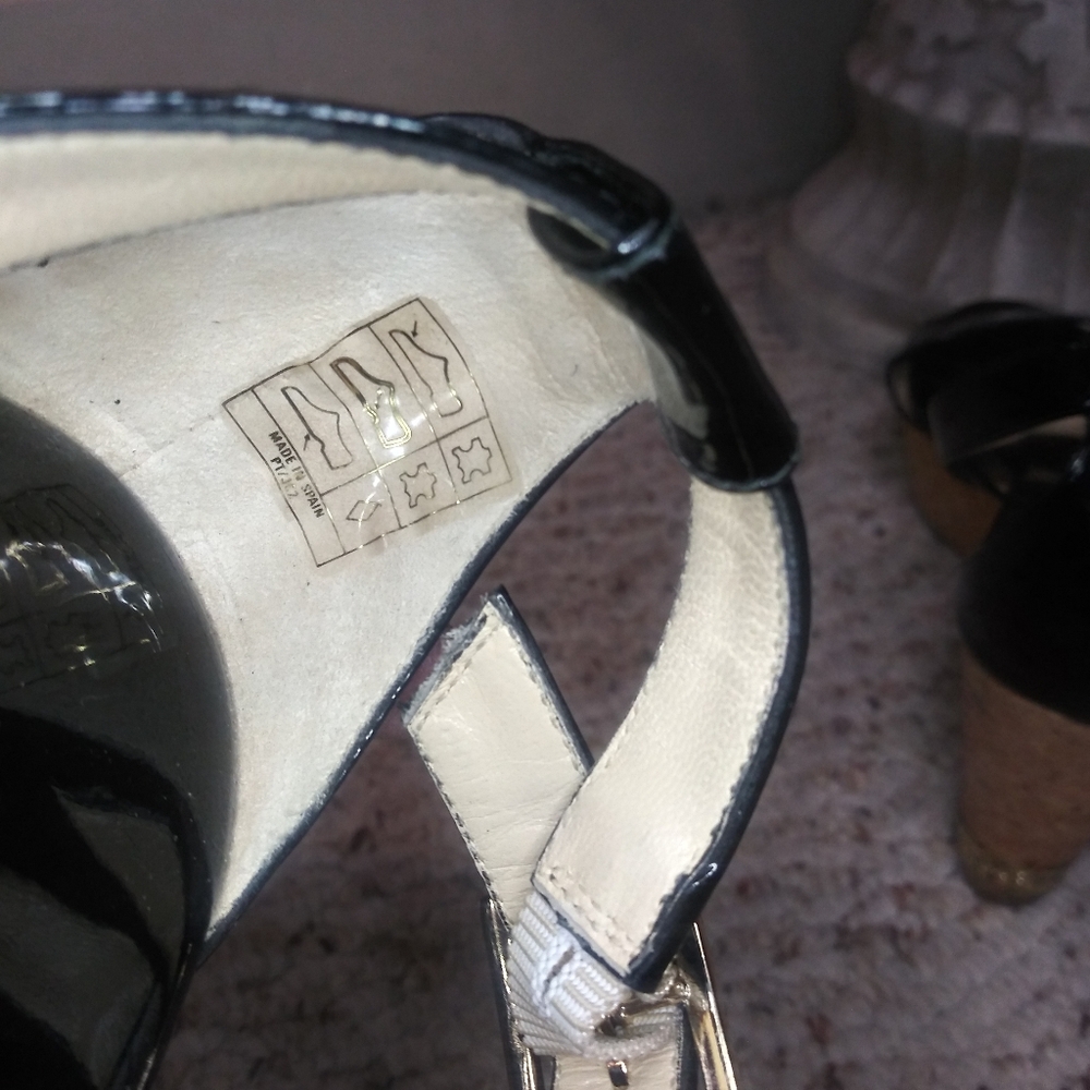 Jimmy Choo Portia 70 Black Patent Leather Cork Platform Wedge Heeled Sandals - Picture 6 of 11